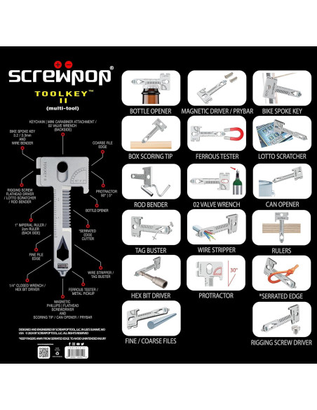 Multi-herramienta Toolkey II Screwpop 17 en 1 Acero Inoxidable Multi-herramienta Toolkey II Screwpop 17 en 1 Acero Inoxidable