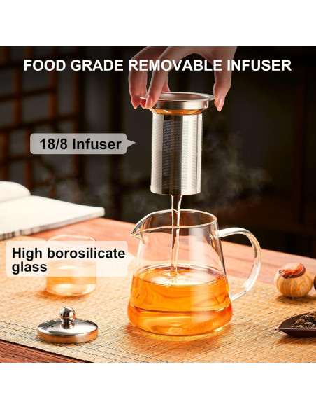 Tetera de Vidrio PARACITY 550ML con Infusor Acero Inoxidable Tetera de Vidrio PARACITY 550ML con Infusor Acero Inoxidable