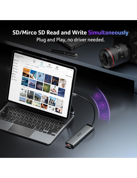 Hub USB C 8 en 1 Acer ODK520 HDMI 4K 100W PD 10Gbps Hub USB C 8 en 1 Acer ODK520 HDMI 4K 100W PD 10Gbps