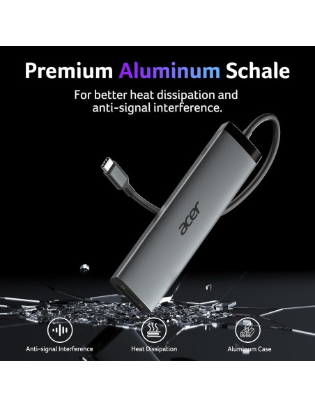 Hub USB C 8 en 1 Acer ODK520 HDMI 4K 100W PD 10Gbps Hub USB C 8 en 1 Acer ODK520 HDMI 4K 100W PD 10Gbps