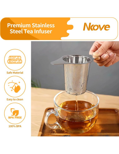 Infusor de Té Nkove Acero Inoxidable 13 cm con Tapa