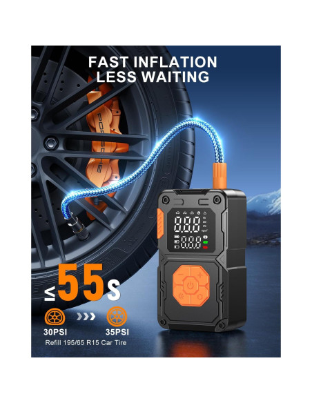 Compresor de Aire Portátil Hajomel EB03D 150PSI con Luz LED Compresor de Aire Portátil Hajomel EB03D 150PSI con Luz LED
