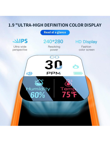 Detector de Monóxido de Carbono Portátil HAKINAKU D6 120h