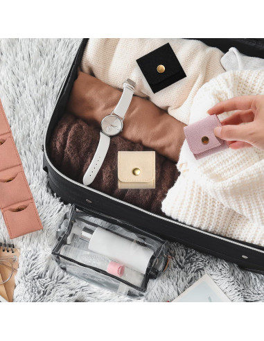 3 Mini Organizadores de Joyería COOKOOKY Beige Plegables