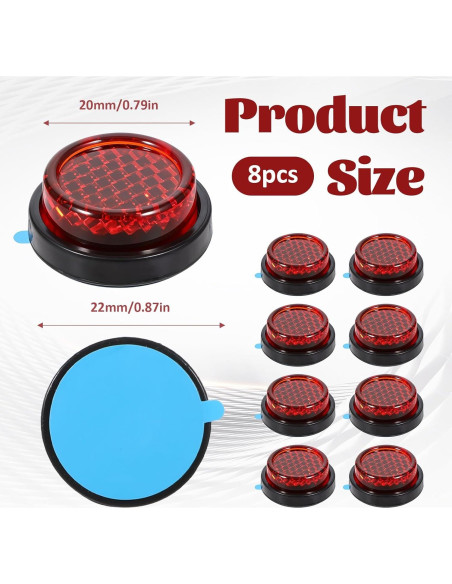 Reflectores Rojos Autoadhesivos Giantree 8 Pcs 2.4 cm Reflectores Rojos Autoadhesivos Giantree 8 Pcs 2.4 cm