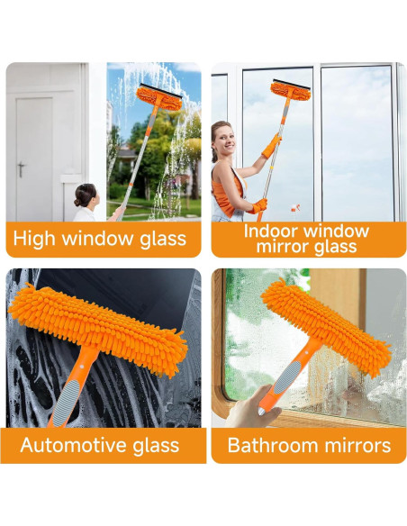 Limpiador de Ventanas 2 en 1 LILISPAI con Poste Extensible 170 cm Limpiador de Ventanas 2 en 1 LILISPAI con Poste Extensible 170 cm