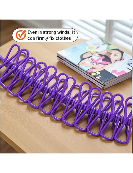 Cuerda de Ropa Portátil FANBODTA 3.66m con 12 Clips Morado Cuerda de Ropa Portátil FANBODTA 3.66m con 12 Clips Morado
