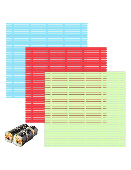 Paquete de 3 Esteras para Hacer Sushi Xelsluthe Antiadherentes Paquete de 3 Esteras para Hacer Sushi Xelsluthe Antiadherentes