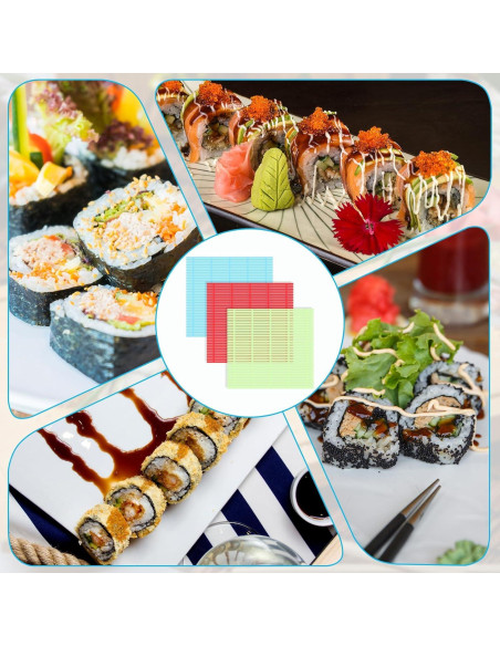 Paquete de 3 Esteras para Hacer Sushi Xelsluthe Antiadherentes Paquete de 3 Esteras para Hacer Sushi Xelsluthe Antiadherentes