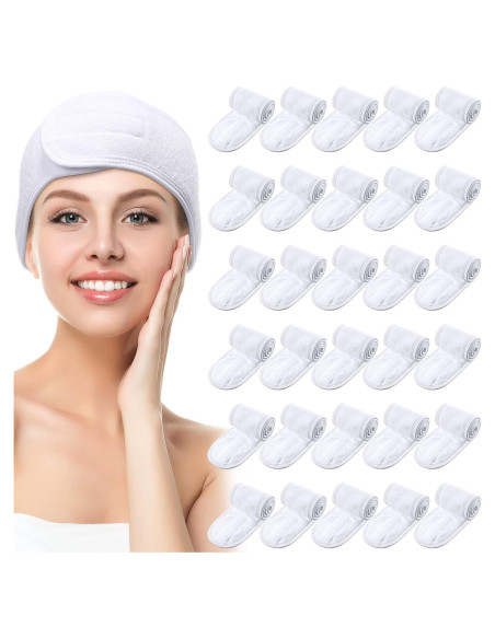 Banda de Cabeza Spa Hoteam 30 Piezas Ajustable Blanca Banda de Cabeza Spa Hoteam 30 Piezas Ajustable Blanca