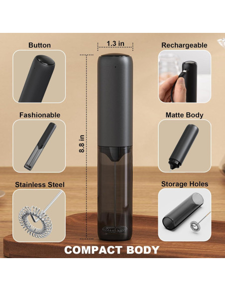 Espumador de Leche Eléctrico SOENGLYUN Recargable Negro Espumador de Leche Eléctrico SOENGLYUN Recargable Negro