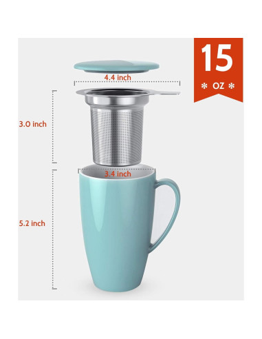 Taza de Té de Porcelana Sweese con Infusor y Tapa 425g