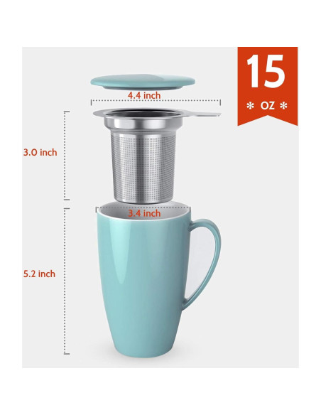 Taza de Té de Porcelana Sweese con Infusor y Tapa 425g Taza de Té de Porcelana Sweese con Infusor y Tapa 425g