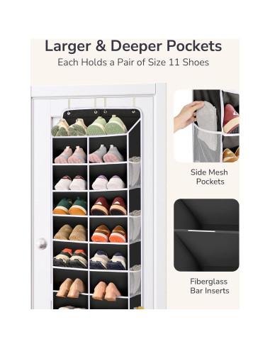 Organizador de Zapatos ULG 8 Estantes Colgante Negro 164x42.4cm