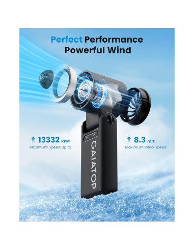 Ventilador Portátil Gaiatop Mini 6 Velocidades Plegable LED