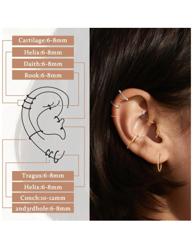 Juego de Aros Nasales Hipoalergénicos 8 Piezas 18G Acero 316L