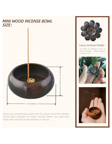 Mini Soporte de Incienso HATRAV de Madera Natural - 4 Agujeros