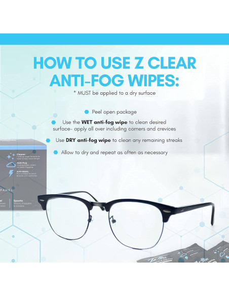Toallitas limpiadoras Z Clear 50 unidades antiempañantes Toallitas limpiadoras Z Clear 50 unidades antiempañantes