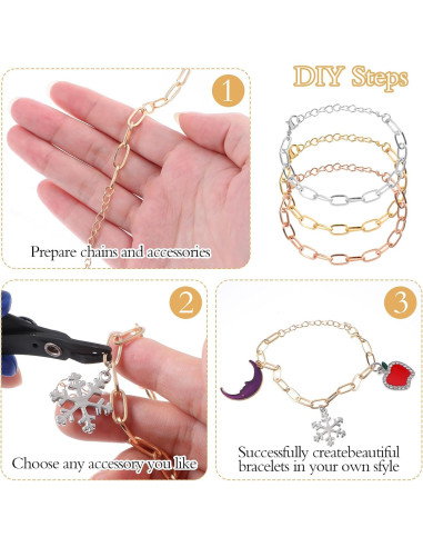 Kit de Fabricación de Pulseras Piriuuo 12 Pcs Oro Plata Rosa