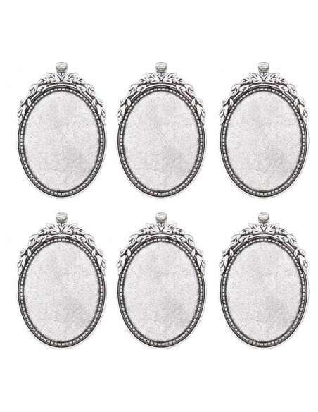 Pendientes Ovalados Bezel Plata Antigua 30x40mm 20 Pcs DIY Pendientes Ovalados Bezel Plata Antigua 30x40mm 20 Pcs DIY