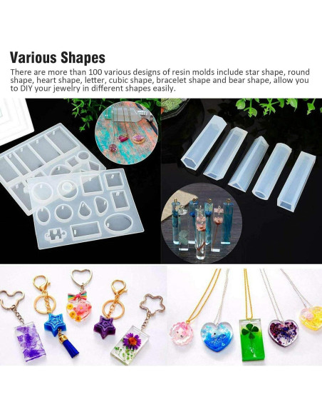 Kit de Moldes de Silicona para Joyería de Resina BRAVECOW 229 Piezas Kit de Moldes de Silicona para Joyería de Resina BRAVECOW 229 Piezas