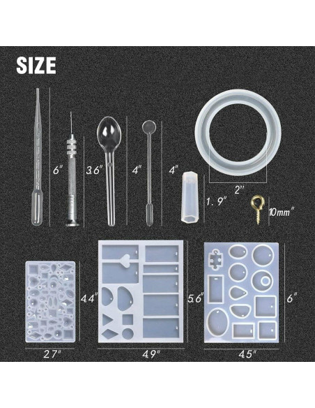 Kit de Moldes de Silicona para Joyería de Resina BRAVECOW 229 Piezas Kit de Moldes de Silicona para Joyería de Resina BRAVECOW 229 Piezas