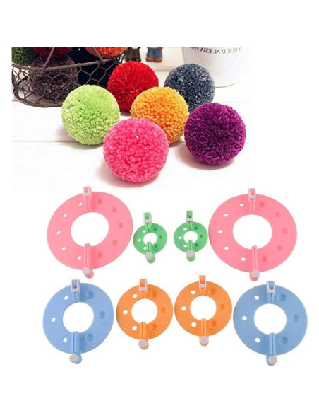 Juego de 8 Hacedores de Pom Pom BE-TOOL - 4 Tamaños Juego de 8 Hacedores de Pom Pom BE-TOOL - 4 Tamaños