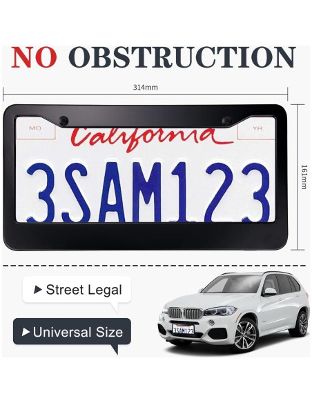 Marcos de Placas de Licencia Negros Mate KMBCAM - 2 Paquetes Marcos de Placas de Licencia Negros Mate KMBCAM - 2 Paquetes