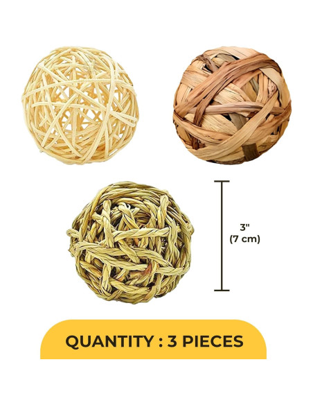 Bolas Masticables SunGrow para Conejos y Gatos - 3 Pcs Bolas Masticables SunGrow para Conejos y Gatos - 3 Pcs