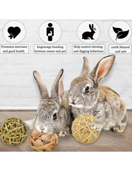 Bolas Masticables SunGrow para Conejos y Gatos - 3 Pcs Bolas Masticables SunGrow para Conejos y Gatos - 3 Pcs