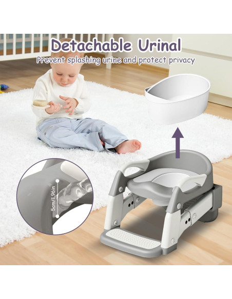 Asiento de Entrenamiento para Baño 3 en 1 Kimitimi Gris Asiento de Entrenamiento para Baño 3 en 1 Kimitimi Gris