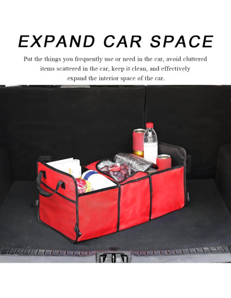 Organizador de Maletero de Coche DXNQ Plegable 60x31x28cm Rojo Organizador de Maletero de Coche DXNQ Plegable 60x31x28cm Rojo