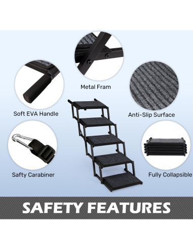 Escalera Plegable para Perros Heeyoo - 5 Escalones Antideslizantes