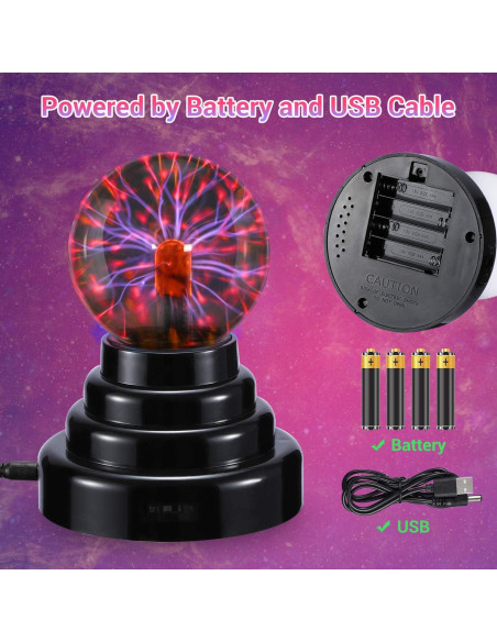 Esfera de Plasma Theefun 3" Sensible al Tacto USB Batería Esfera de Plasma Theefun 3" Sensible al Tacto USB Batería