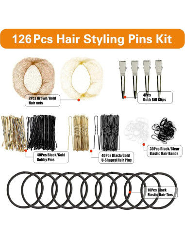 Kit de Horquillas para el Cabello B1jounie 126 Piezas con Caja