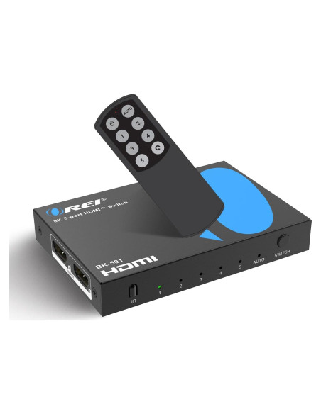Conmutador HDMI 8K 5x1 OREI con Control Remoto y HDR10+ Conmutador HDMI 8K 5x1 OREI con Control Remoto y HDR10+