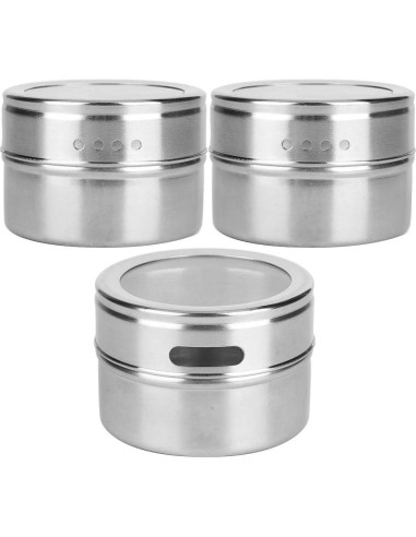 Set de 3 Latas de Especias Magnéticas Tomotato - Acero Inoxidable