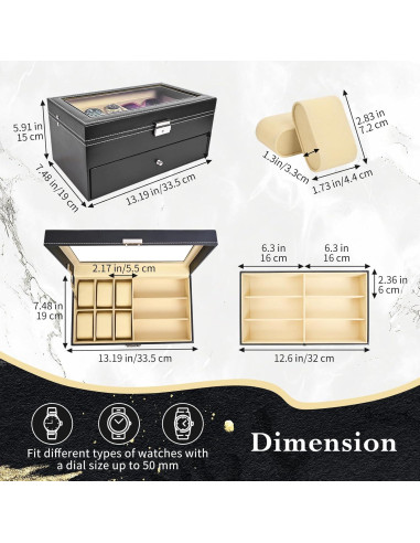 Caja Organizadora de Reloj y Gafas Vevitts - 15 Compartimentos