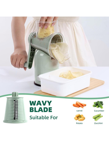 Rallador de Queso Rotativo Fooyoubei 5 en 1 con Cuchillas