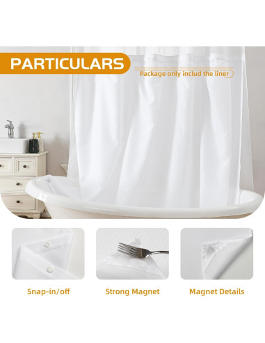 Forro de Cortina de Ducha Removible 135x152cm Blanco eachope