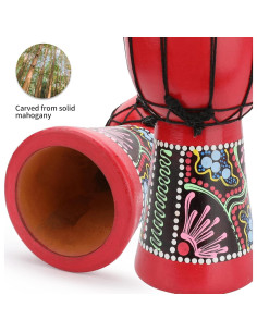 Tambor Djembe MUINS 15.24 cm Caoba Piel de Cabra Rojo 2