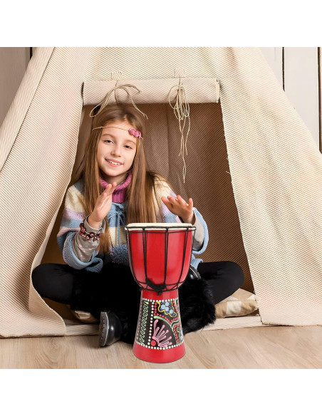 Tambor Djembe MUINS 15.24 cm Caoba Piel de Cabra Rojo Tambor Djembe MUINS 15.24 cm Caoba Piel de Cabra Rojo