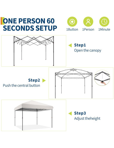 Carpa Plegable Amenitlif 3x3m Ajustable Impermeable Blanca