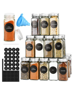Tarros de Especias de Vidrio DkOvn 12pcs 4oz con Etiquetas