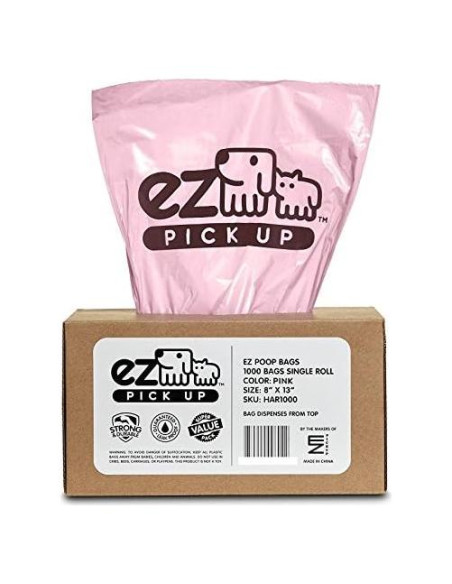 1000 Bolsas de Desechos de Mascotas EZ PICK UP Rosa 20.3x33cm 1000 Bolsas de Desechos de Mascotas EZ PICK UP Rosa 20.3x33cm