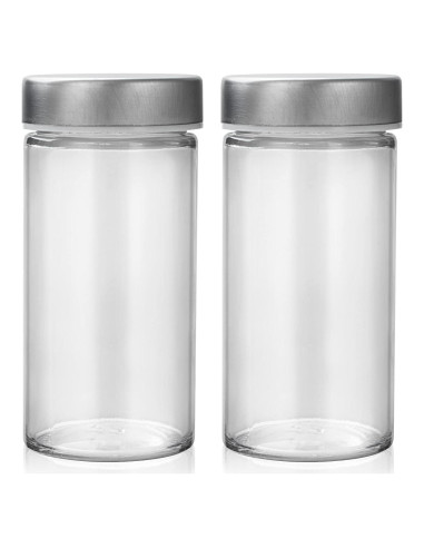 Tarros de Especias de Vidrio 2 Pcs 88.72 ml con Tapas de Acero Inoxidable