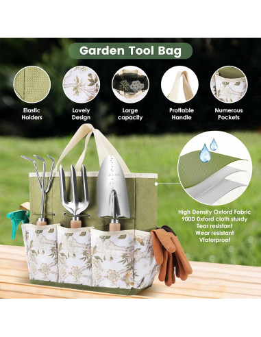 Juego de Herramientas de Jardinería Cljlixcy 9 Piezas con Bolsa