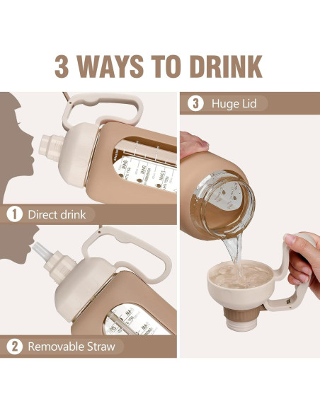 Botella de Agua de Vidrio MUKOKO 1.81L con Popote y Manga Botella de Agua de Vidrio MUKOKO 1.81L con Popote y Manga
