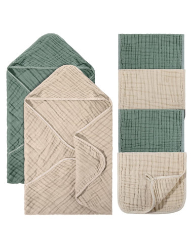 VitalCozy Juego de Toallas de Baño para Bebés 6 Pcs Algodón Muselina