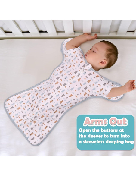 Saco de Dormir Swaddle 2 en 1 JULYFIRE 100% Algodón 0-3 Meses Saco de Dormir Swaddle 2 en 1 JULYFIRE 100% Algodón 0-3 Meses